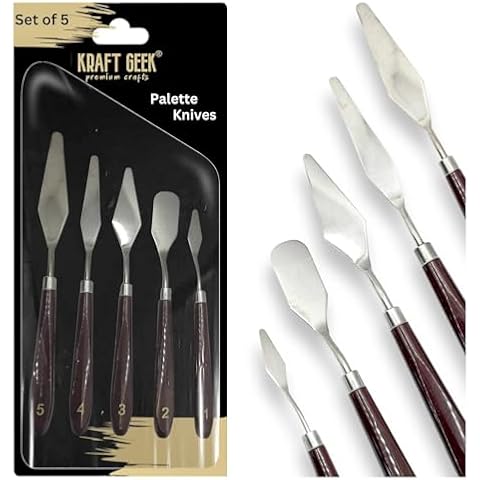 KRAFT GEEK 5 Piece Stainless Steel Palette Knife Set Cover