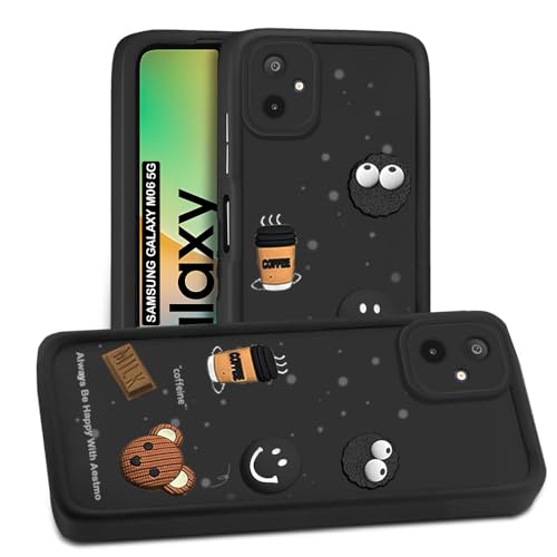 Image of AESTMO Back Case Cover for Samsung Galaxy M06 / F06 Cover | Cute Fun Cartoon 3D Ball | Coffee Silicone Case | Full Body Protection | Camera Protection Back Cover for Samsung Galaxy M06 / F06 (Black)