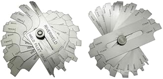 RIVERWELD 7 Piece Fillet Weld Set Gage MG-11 Rl Gauge Depth Gauges Welding Inspection Test Ulnar Marks Metric Checking Fillet Leg and Throat Size (Metric)