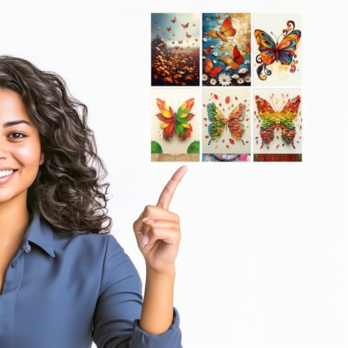 Image of SiddArtify Vibrant Butterfly Art Print Set - Nature's Beauty in Warm - Cool Tones - Set of 2-4x6 Inch - Board (Pack of 6) - Sticker (Pack of 6) Wall Room Decoration art Poster Prints