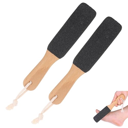 2PCS Pumice Stone for Feet, Foot Pumice, Pumice Stones, Foot Rasp Hard Skin Remover, Foot File with Wooden Handle, Eliminates Corns and Calluses, for Smooth Feet and Hands