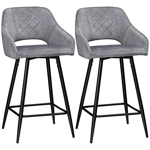 HOMCOM Lot de 2 Tabourets de Bar Velours 67 cm