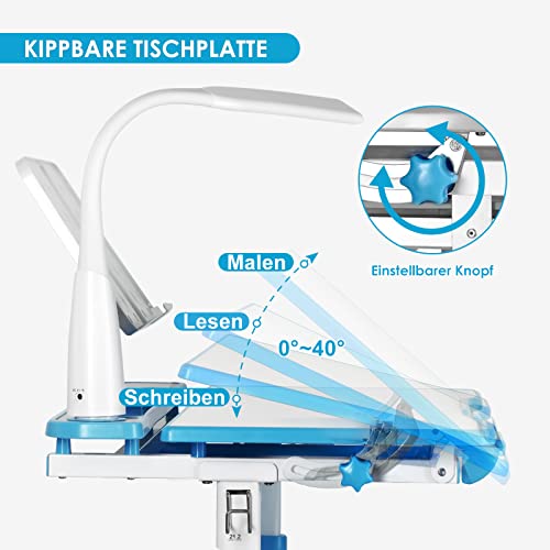 JOYLDIAS JOYLDIAS Kinderschreibtisch höhenverstellbar, Schülerschreibtisch Jugendschreibtisch mit Lampe, Schreibtisch Kinder mit Stuhl und Schublade inkl. kostenloser Kleineimer/Blau - Verwendungsansicht 7 | Kinderzimmermöbel