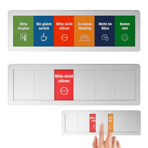 KATLINNA Büro Türschild 6 Optionen, Büro Bitte Nicht Stören Schild Acryl-Kunststoff Raumschild Klebeschild, Türschilder Schilder Mit Schiebefunktion für die Privatsphäre im Büro, Silber