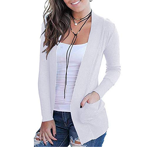 Image of VOIANLIMO Women's Cardigan with Pockets Open Front Long Sleeve Knit Plus Size Cardigans Sweater for Women, 0X-4X