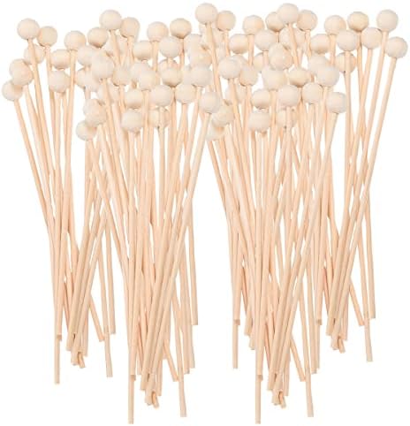 100 Pieces Rock Candy Sticks With Ball Wooden Sticks Wood Cake Sticks Drink Stirrer Sticks for Lollipop Coffee Appetizer Skewers,6Inch