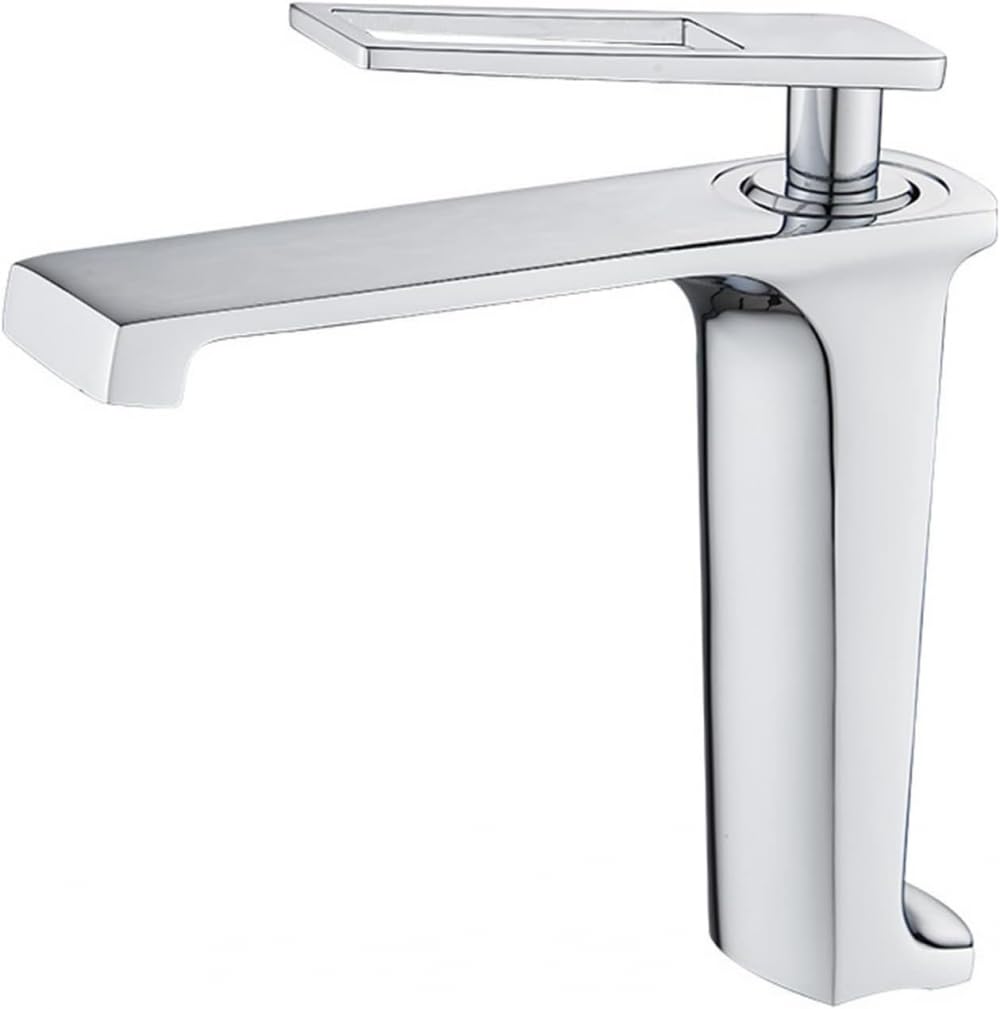 Robinet d'évier cascade mitigeur de salle de bain levier unique chaud froid chrome