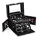 Produktbild Jewelry boxes Fashion High-End-Schmuckschatulle Haushalt Zubehör Mehrschichtige Locked Storage Box Geburtstagsgeschenk Dogege Großer Kapazitäts (Color : Black, Size : 25.5 * 18.5 * 17.5cm)