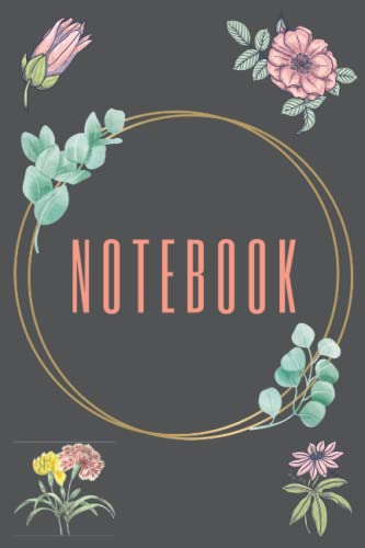 Notebook: Lined Floral Notebook for Everyday Use - Black background colour and pink flowers image 2