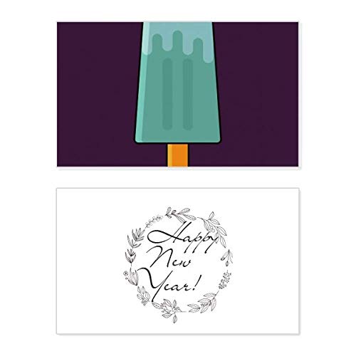 Tarjeta de Año Nuevo de diseño Blue Green: celebra con estilo y un tierno helado ilustrado