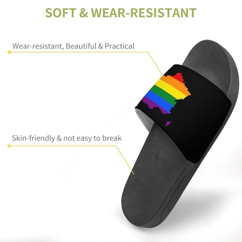 LGBT Flag Map of France Non Slip Slides Sandals for Women Men Quick Drying Shower Shoes for Bathroom Pool Beach3