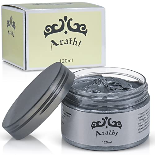 Arathi Hair Color Wax Mud Dye Cream Unisex Washable Temporary for Modeling Cosplay Halloween Rave Party (Gray)