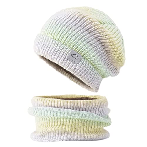 FASECKS Damen Beanie Slouchy Knit Skull Cap Warme Strumpfmützen Damen Gestreifte Winter Beanie Mütze Cover