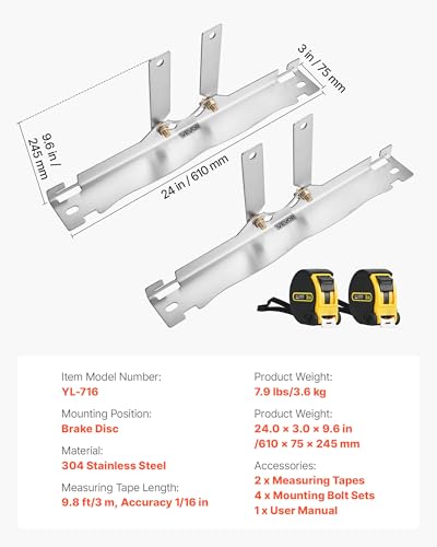 Image of VEVOR Wheel Alignment Tool, 2 PCS Stainless Steel Heavy Duty Toe Alignment Plates with 2 Measuring Tapes, Accurate Automotive Wheel Tools for Home Use, Compatible with Cars, Trucks, SUVs, and Vehicle