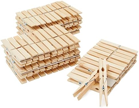 100 Pack Large Wooden Clothes Pins for Laundry, Clothespins, 4 Inch Wood Clothespins for Crafts Bulk
