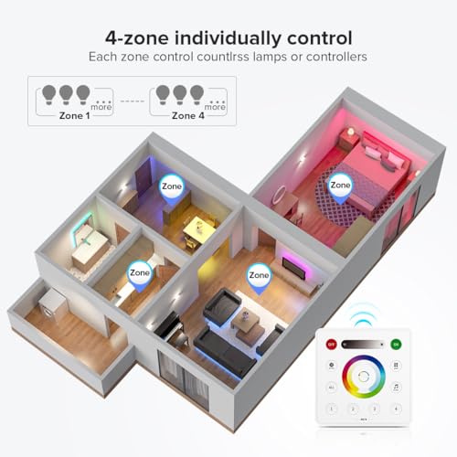 Image of BTF-LIGHTING RC4 RF Wireless LED Dimmer Remote | Sensitive Touch Slide Panel, Wall-Mountable for COB SMD PWM or SPI RGBCCT LED Strip Control Work with SP530E, SP630E
