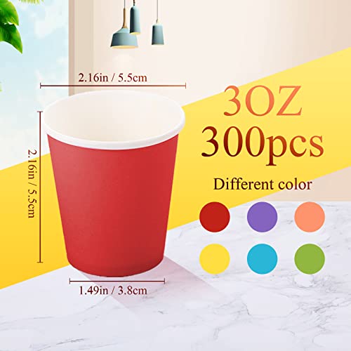 300 Count Paper Cups Bathroom Cups Disposable Cups Mouthwash Cups Paper Espresso Cups Small Snack Cups Drinking Cup For Kids Party Hot Cold Water Coffee Juice Candy Office (Rainbow Colors, 3 Oz) #TOP1