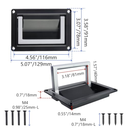 Image of Bitray Recessed Pull Handle 5.07 inch /129mm Zinc Alloy for Hatch - Black /Silver