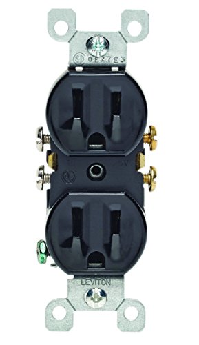 Leviton 15 Amp 125 Volt Duplex Receptacle Residential Grade Grounding All Screws Backed Out 5320-ECP Black