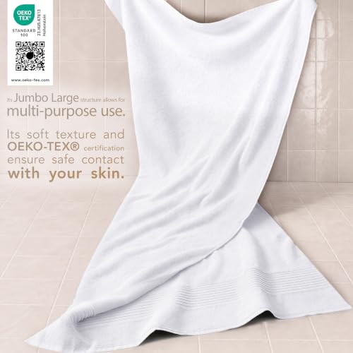Image of Cotton Paradise 100% Cotton Turkish Towel Set, Soft Absorbent Quick Dry, 2 Piece 35x70 Bath Sheet Set, Snow White