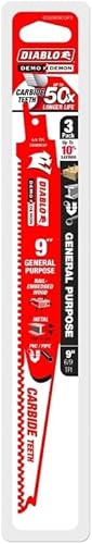 Miniatura 3 de Diablo Demo Demon DS0909CGP3 - Hojas de sierra recíproca de dientes de carburo para cortes generales, diseño de dientes de carburo, 9 pulgadas de