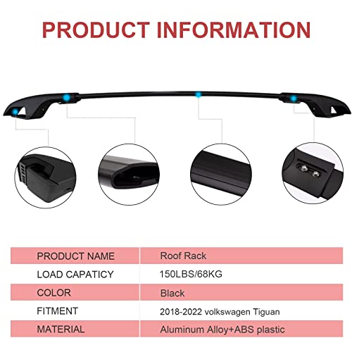 Roof Rack Cross Bars Fit for 20182023 Volkswagen VW Tiguan and 2022 2023 Taos, Aluminum Roof
