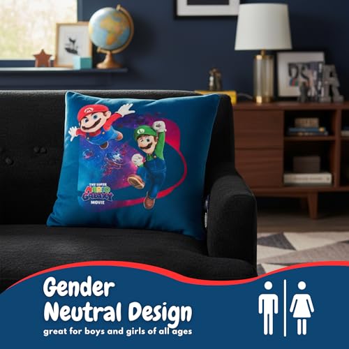 Image of The Super Mario Galaxy Movie Kids Squishy Plush Throw Pillow, Soft Decorative Cushion for Bedroom Decor & Gifts, 13 Inch, Mario, Luigi & Princess Peach (100% Officially Licensed Product) By Franco