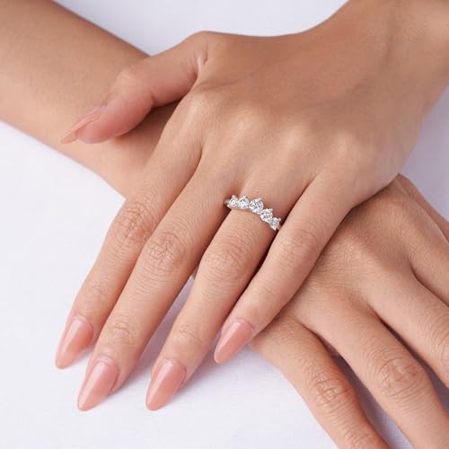 Moissanite Eternity Rings Wedding Bands Engagement Rings D Color VVS1 Clarity Round Brilliant Cut 925 Sterling Silver 5 Stones Stackable Anniversary Band Rings for Women3