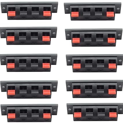 Rahul Electronics Speaker Terminal Block Stereo Push Release Connector Plate 4 Way Amplifier Spring Jointing Clamp pack of 10-image-45