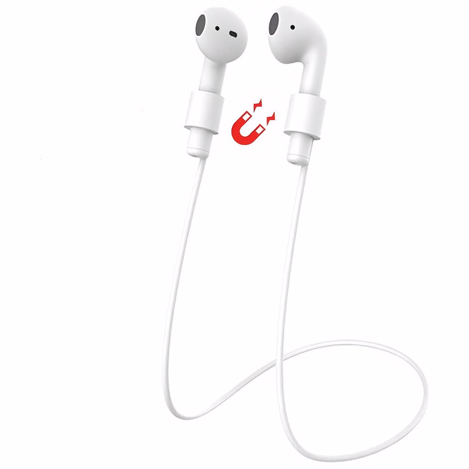 AirPods対応 イヤホンストラップ AirPods 第1/2/3/4世代/pro/pro 3兼用 イヤホン ストラップ マグネット シリコン エアポッズ ネックストラップ 落下防止 紛失防止 収納便利 着脱簡単 軽量 柔軟 エアーポッズ1/2/プロ/4/プロ3 磁気紛失防止ストラップ 首掛け イヤホン収納 スポーツ最適 ランニング ジム ジョギング ウオーキング サイクリング（ホワイト）