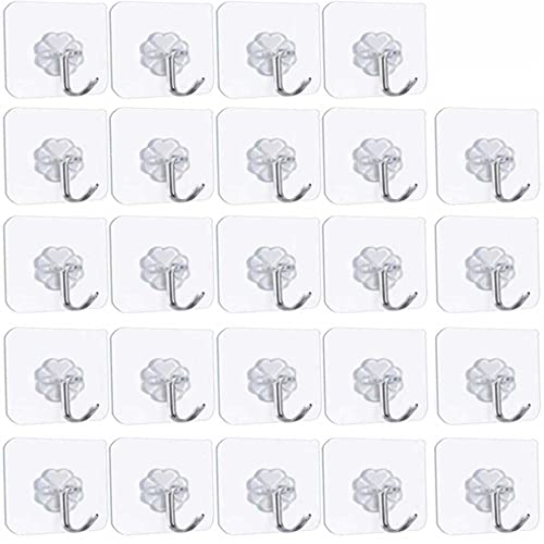 Image of 24 Pack Self-Adhesive Non-Slip Wall Hooks Sticky Hook for Kitchen Bathroom Clothes Office Hanger for Hanging Coat Cloth Towel Key Decorations