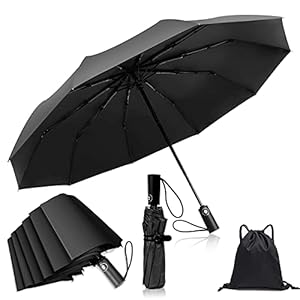 Sombrilla de Golf,Paraguas de viaje portátil automático a prueba de viento para hombres y mujeres,paraguas de viaje súper impermeable y plegable de 12 huesos,sombrilla (negro)