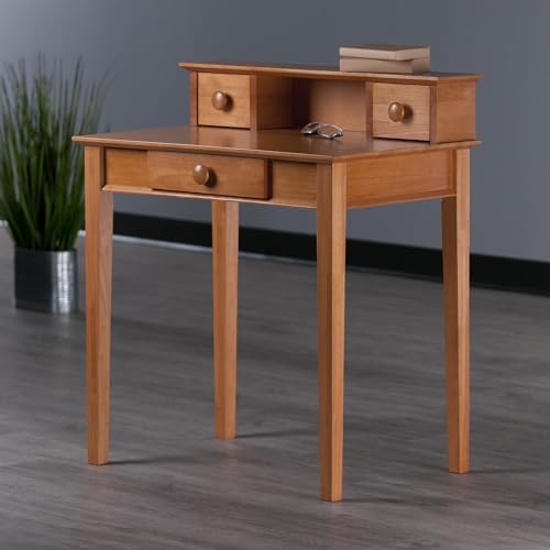 Winsome Studio Desk with 3 Drawers, for Home Office, 35", Honey - Thumbnail 4