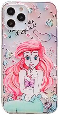iFiLOVE for iPhone 12 Case, for iPhone 12 Pro Case, Girls Women Kids Cute Cartoon Ariel Mermaid Princess Character Slim Soft TPU Clear Protective Case Cover for iPhone 12/12 Pro 6.1 inch (Ariel)
