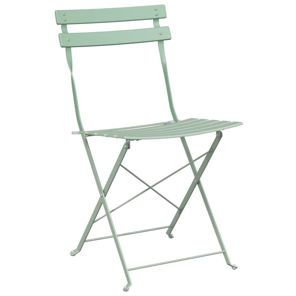 Fengshui Ensemble de bistro pliable 3 pièces vert mousse de mer en acier