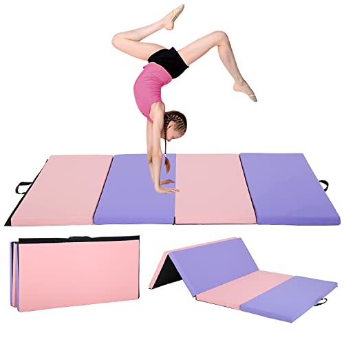 Blkmty Gymnastics Mats For Tumbling 4'X6'X2" Gym Mats Folding Yoga Mat Lightweight Exercise Mat Thick Workout Mat For Home Aerobics Panel Mat Fitnees Gymnastics Tumbling Mat W/Carrying Handles #TOP3