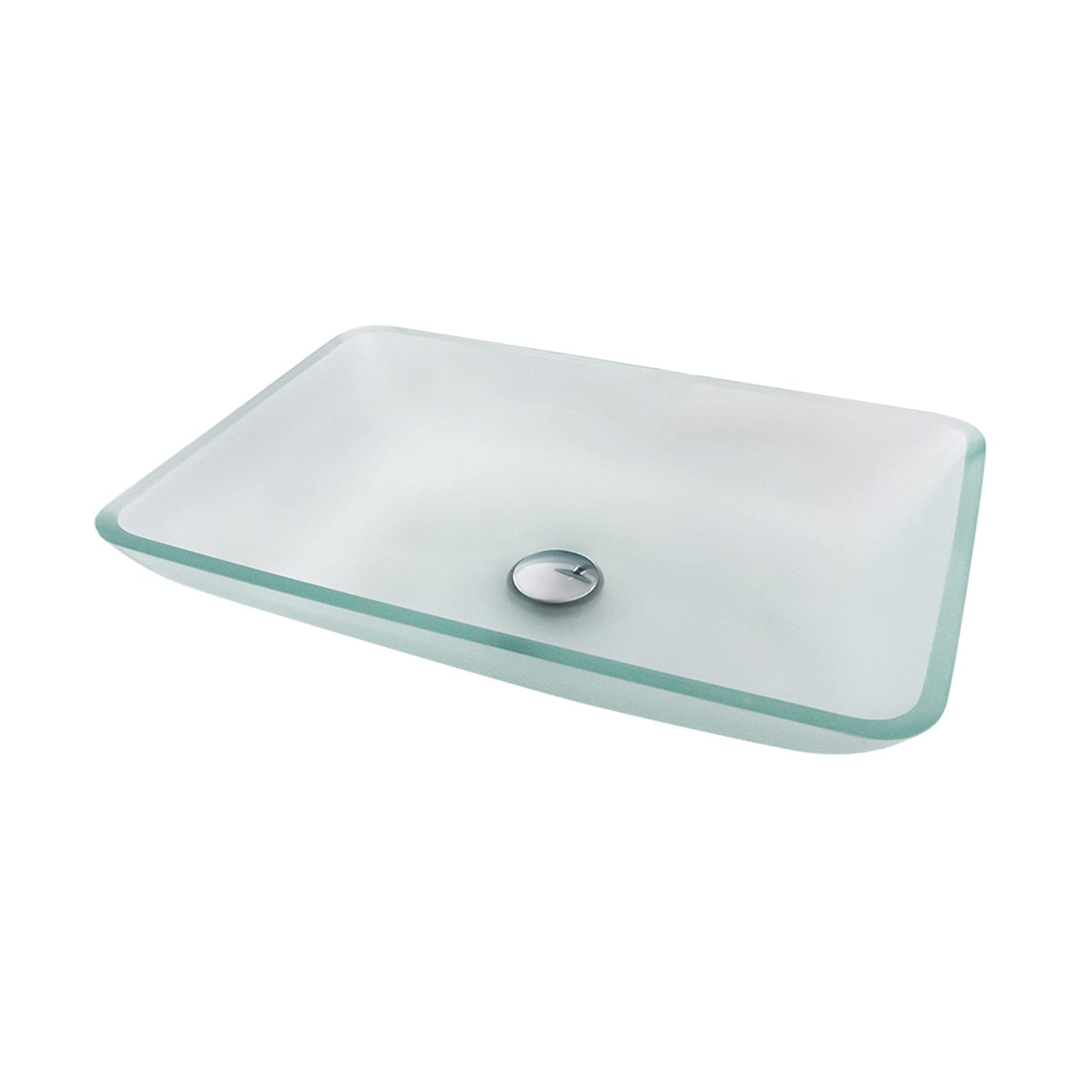 CWCQGH Bathroom Vessel Sink Tempered Glass Matte Vessel Sink Combo Counter Top Installation Bathroom Rectangle Vessel Vanity Sink Art Basin With Brass Pop Up Drain, For Bathroom