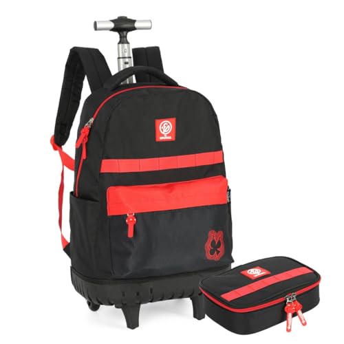Kit Mochila Rodas Com Estojo Box Enaldinho Juvenil Escolar Preto