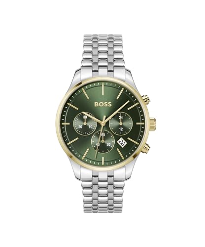 BOSS Avery Men's 42mm Chronograph Stainless Steel Case and Link Bracelet Watch, Water Resistant up to 5ATM/50 Meters, Business Elegance