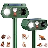 2026 Upgraded Solar Ultrasonic Animal Repellent Outdoor Deer Cat Repellent with Motion Sensor Flash Light,IP65 Waterproof Repeller Keep Rodent Squirrel Raccoon Opossum Skunk Out of Yard Farm -2 Pack