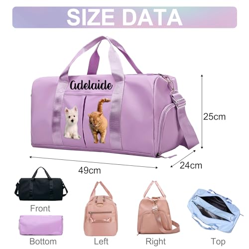 Personalized Duffle Bag Printed with Name Photo, Custom Duffle Gym Bags with Wet Dry Pockets & Shoe for Dance Sport Yoga,Personalized Gym Bag for Women Men,Personalized Travel Bag Red3