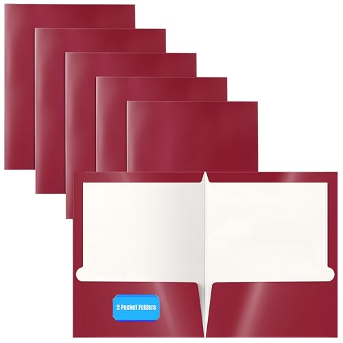 Image of Better Office Products 2 Pocket Glossy Laminated Burgundy Red Paper Folders, Box of 25, Letter Size, Burgundy Red Paper Portfolios