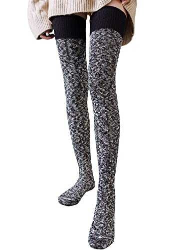Image of Women's Thigh High Knitted Winter Boot Socks Vintage Extra Long Leg Warmer Over Knee High Stockings