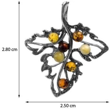 Ian and Valeri Co. Multicolor Amber Sterling Silver Leaf Pendant Chain 18 - Image 3