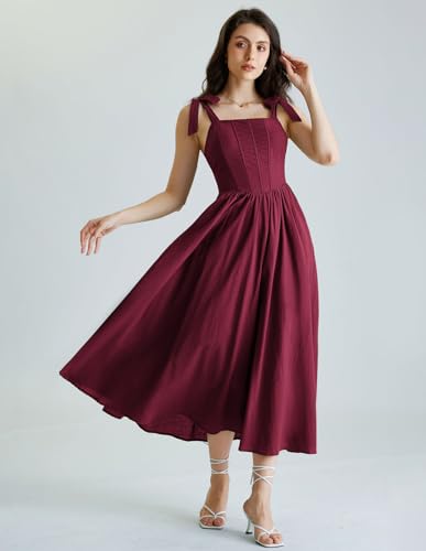 Scarlet Darkness Women Renaissance Corset Dress Square Neck Cottagecore Fishbone Sundress4