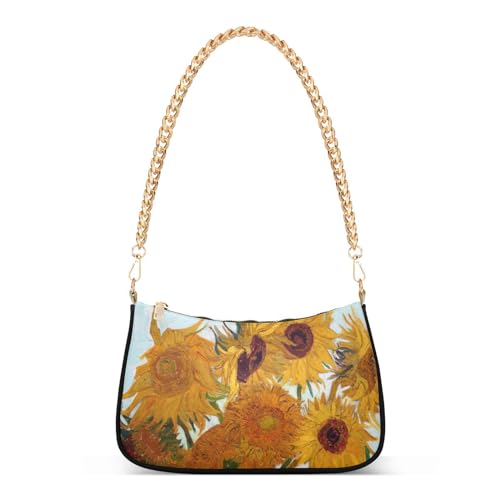 Shoulder Bags for Women Van Gogh Sunflower Hobo Tote Handbag Small Clutch Purse with Zipper Closure15