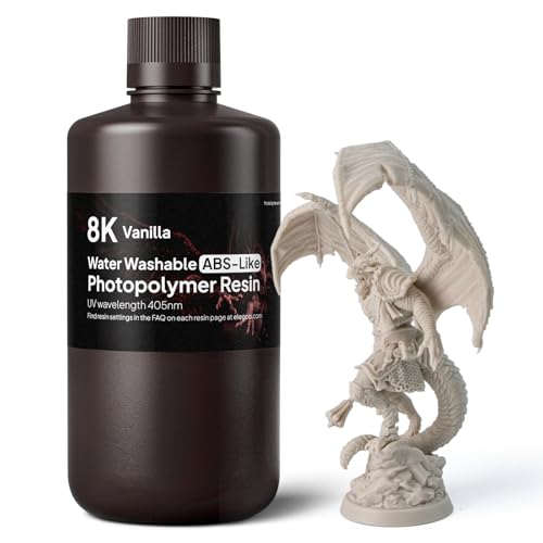 Image of ELEGOO 8K Water Washable ABS-Like Resin, 3D Printer Resin with High Toughness, Low Viscosity and High Precision, 405nm Rapid UV-Curing Photopolymer Resin, Vanilla 1kg
