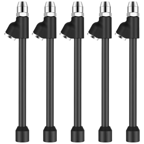 Lanties 5 Pcs Black Dual Head Tire Air Chucks 1/4'' Fnpt Extended Reach Dual Head Air Chuck 2 Way Connect Tire for Inflator Gauge or Compressor Truck, Bikes, Motorcycle, Car