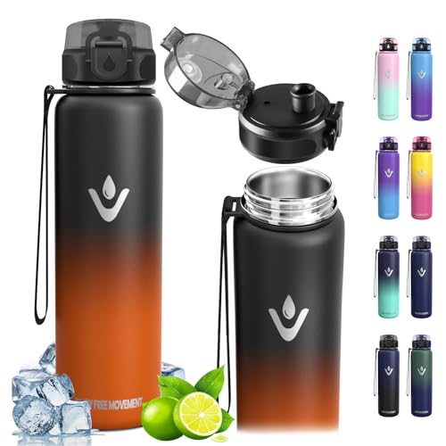 Vikaster Trinkflasche Thermosflasche, 500ml BPA-Frei, Auslaufsicher, Thermoskanne, 18/8 Edelstahl, Thermosflasche für Erwachsene, Sport, Fahrrad, Reisen, Fitness