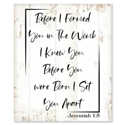 Letrero de madera rústica con texto en inglés 'Before I Formed You in The Womb I Knew You. Before You were Born, I Set You Apart', placa de madera para colgar, decoración de pared, con citas